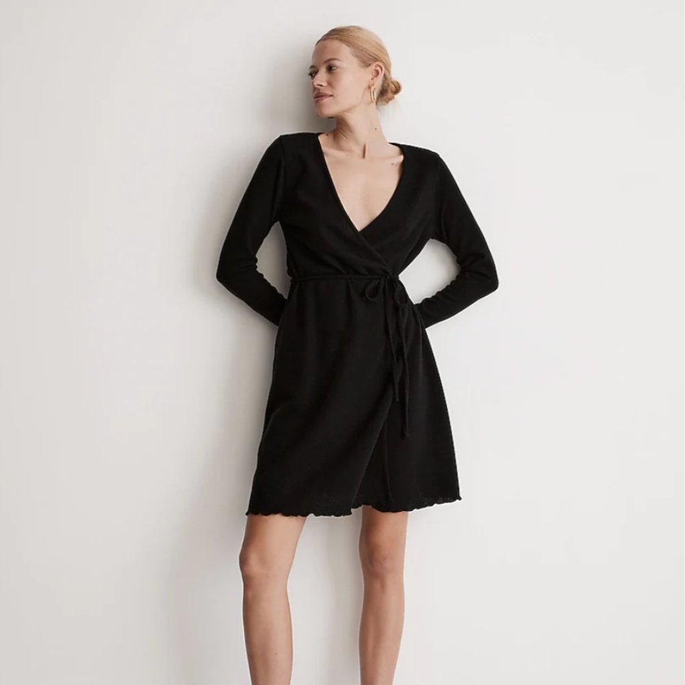Madewell Ribbed Knit Wrap Mini Dress